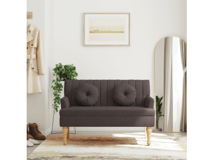 Lavice s polštáři tmavě hnědá 113 x 64,5 x 75,5 cm textil 372133