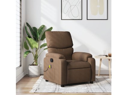 Masážní polohovací křeslo hnědé textil 373426