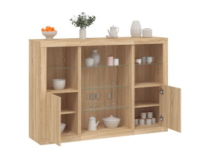 Příborníky s LED osvětlením 3 ks dub sonoma kompozitní dřevo 3209130