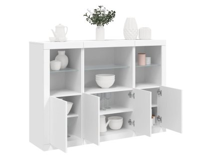 Příborníky s LED osvětlením 3 ks bílé kompozitní dřevo 3209107