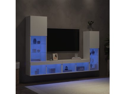 4dílná obývací stěna s LED osvětlením bílá kompozitní dřevo 3216654