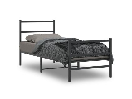 Kovový rám postele s hlavovým a nožním čelem černý 80 x 200 cm 355374