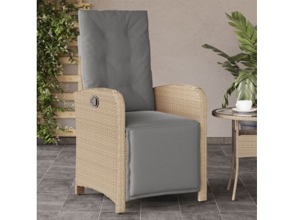 Polohovací zahradní křeslo s podnožkou mix béžové polyratan 365189