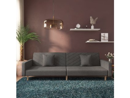 2místná rozkládací pohovka se 2 polštáři tmavě šedá textil 375900