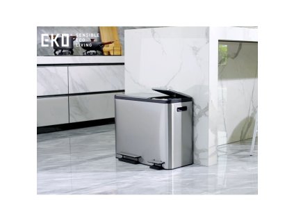 EKO Pedálový odpadkový koš EcoCasa 30 + 15 l matně stříbrný 440010