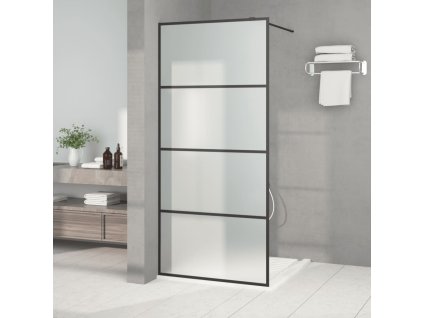 Sprchová zástěna walk-in černá 90 x 195 cm mléčné ESG sklo 152131