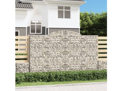 Klenutý gabionový koš 300 x 30 x 180/200 cm pozinkované železo 153509