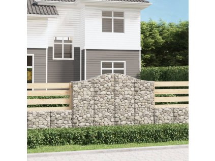 Klenuté gabionové koše 2 ks 200x30x140/160cm pozinkované železo 3145472