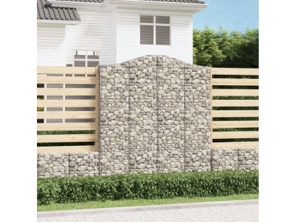 Klenuté gabionové koše 2 ks 200x30x220/240cm pozinkované železo 3145556