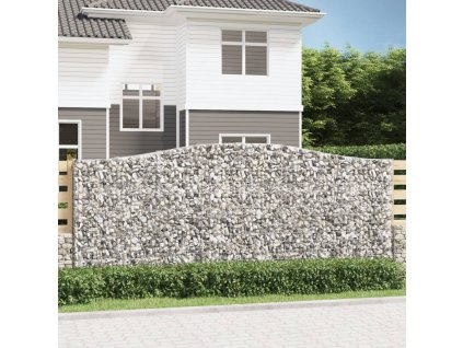 Klenuté gabionové koše 3 ks 400x30x160/180cm pozinkované železo 3145866
