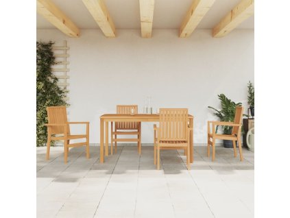 5dílný zahradní jídelní set masivní teakové dřevo 3157915