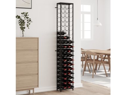 Stojan na víno na 57 lahví černý 34 x 18 x 200 cm tepané železo 358366