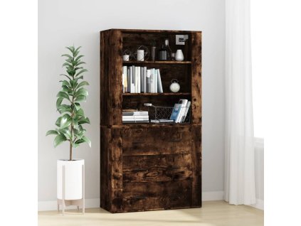 Skříň highboard kouřový dub kompozitní dřevo 3185396
