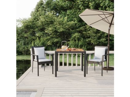 3dílný zahradní jídelní set s poduškami černý polyratan 3157963