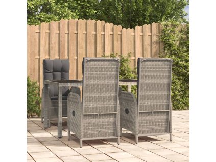 5dílný zahradní jídelní set s poduškami šedý polyratan 3185025