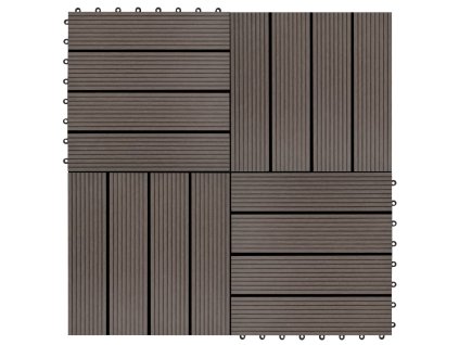 Terasové dlaždice z dřevoplastu 11 ks 30x30 cm 1 m² tmavě hnědé 45025