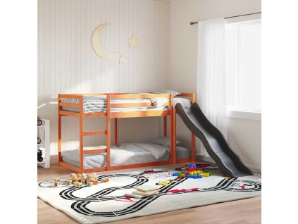 Patrová postel se skluzavkou a žebříkem hnědá 90x200cm borovice 3284244