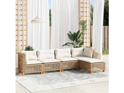 5dílná zahradní sedací souprava s poduškami béžová polyratan 3261790