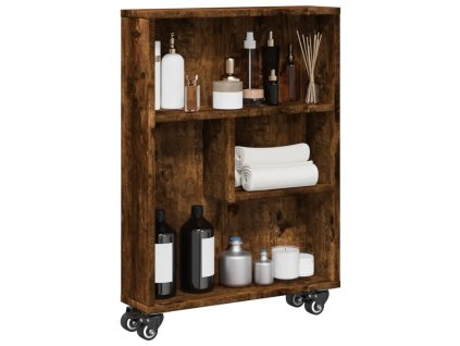 Úzký úložný vozík kouřový dub 48 x 13 x 68 cm kompozitní dřevo 855227