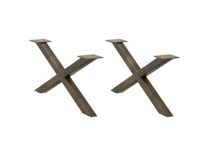 Nohy konferenčního stolku ve tvaru X, 2 ks, přírodní ocel, 70 x (30-31) cm, ocel 4012887