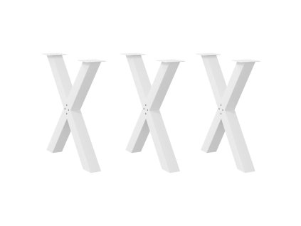 Nohy k jídelnímu stolu ve tvaru X, 3 ks, bílé, 70 x (72-73) cm, ocel 4012989