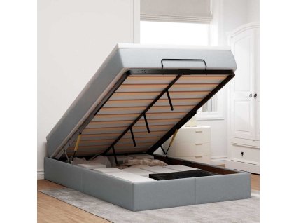 Osmanský rám postele s matrací světle šedá 120x200cm textil 3311099