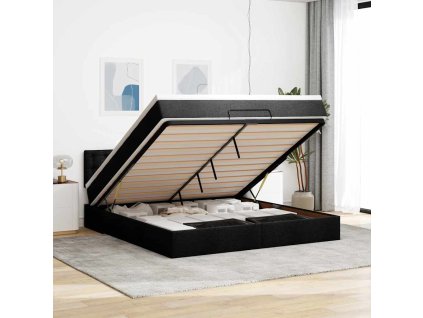 Osmanský rám postele s matrací černá 180x200cm textil 3311645