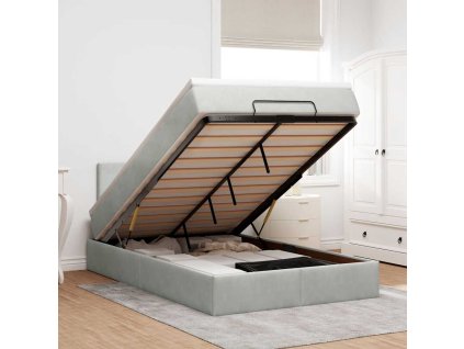 Osmanský rám postele s matrací světle šedá 120x200cm samet 3311693