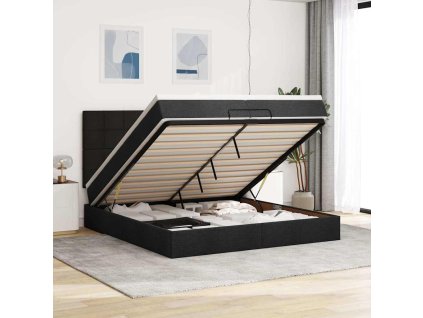 Osmanský rám postele s matrací černý 200x200cm textil 3313184