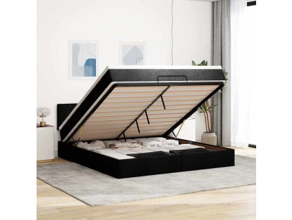 Osmanský rám postele s matrací černá 180x200cm textil 3311396