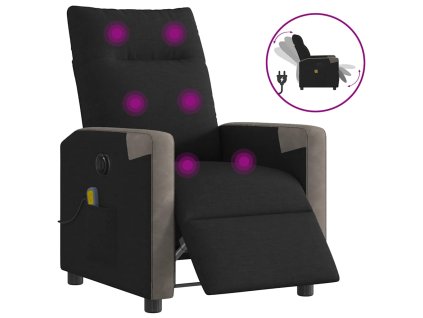 Elektrické masážní polohovací křeslo černé textil 3324087