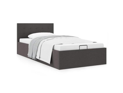 Rám postele s úložným prostorem tmavě šedý textil 100 x 200 cm 285571