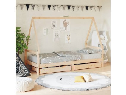 Dětská postel se zásuvkami 90 x 190 cm masivní borové dřevo 834477