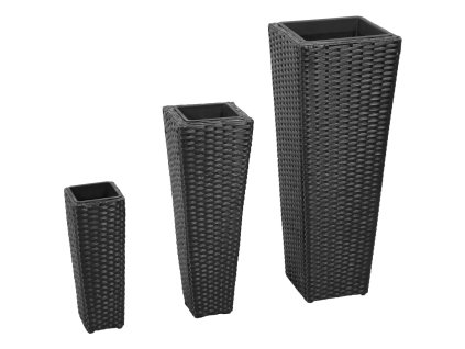 Zahradní vyvýšené záhony 3 ks polyratan černé 40534