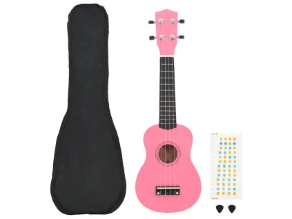 Set soprano ukulele s obalem pro děti růžové 21" 70148