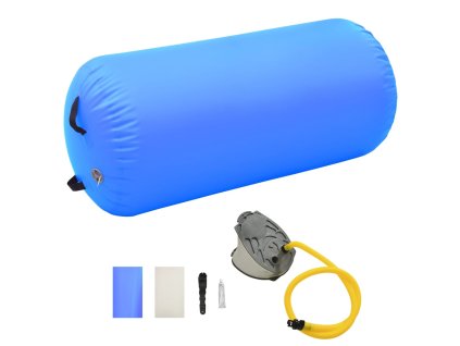 Nafukovací cvičební válec s pumpou 120 x 90 cm PVC modrý 92720