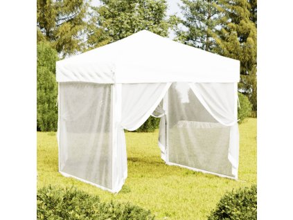 Skládací party stan s bočními stěnami bílý 2 x 2 m 93510