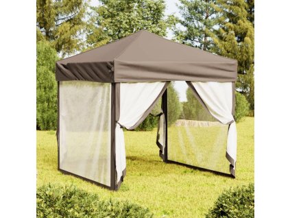 Skládací party stan s bočními stěnami taupe 2 x 2 m 93512