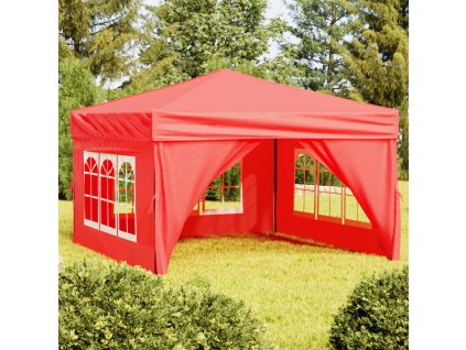 Skládací party stan s bočními stěnami červený 3 x 3 m 93527