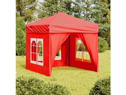 Skládací party stan s bočními stěnami červený 2 x 2 m 93506