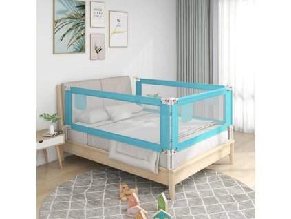 Dětská zábrana k postýlce modrá 200 x 25 cm textil 10215