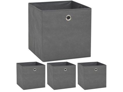 Úložné boxy 4 ks netkaná textilie 32 x 32 x 32 cm šedé 245747
