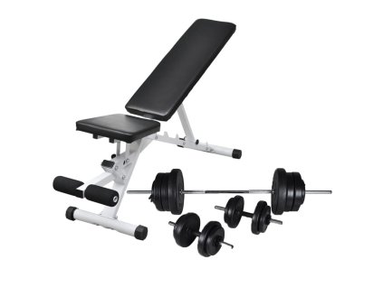 Posilovací lavice se sadou činek barbell a dumbbell 60,5 kg 275347