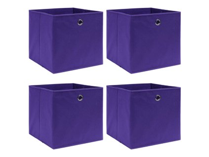 Úložné boxy 4 ks fialové 32 x 32 x 32 cm textil 288353