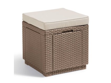 Keter Cube úložný puf s poduškou cappuccino 408952