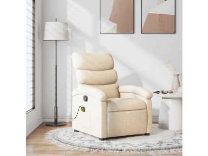 Masážní polohovací křeslo krémové textil 371710