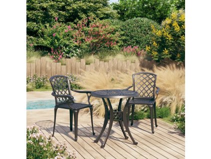 3dílný bistro set litý hliník černý 3070581