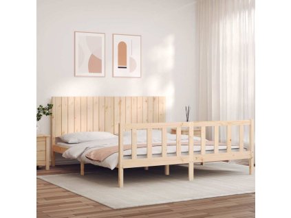 Rám postele s čelem Super King Size masivní dřevo 3192961