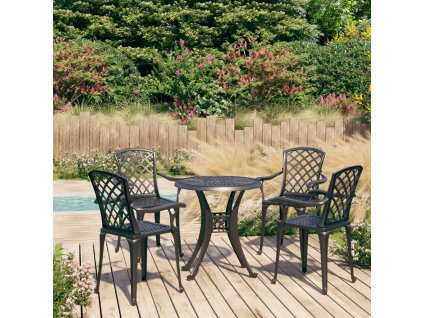 5dílný bistro set litý hliník černý 3070608