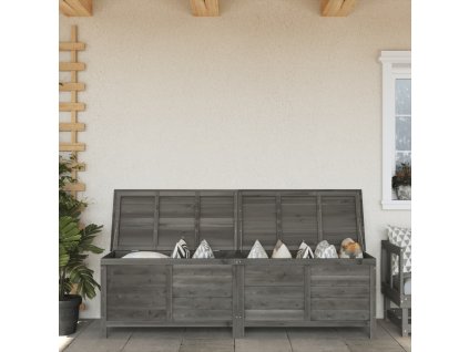 Zahradní úložný box antracitový 198,5x50x56,5 cm masivní jedle 364762